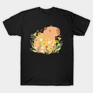 Cute capybara with daisy flowers T-Shirt